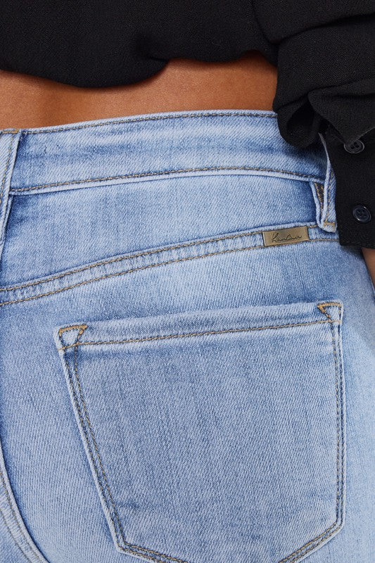 Close up pocket on High Rise Crop Bootcut Denim Pants