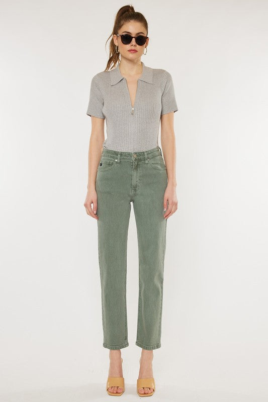 Ultra High Rise 90&#39;s Olive Straight leg Jeans