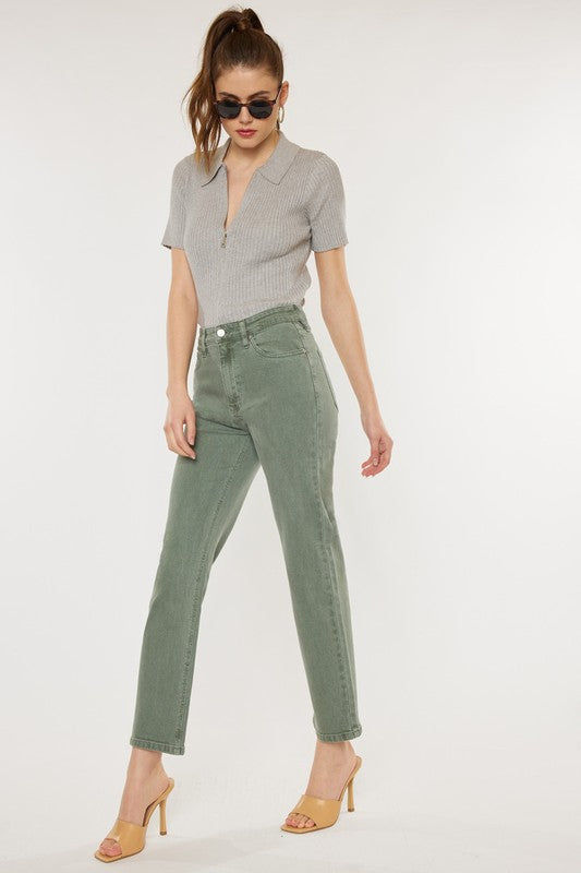 Ultra High Rise 90&#39;s Olive Straight leg Jeans