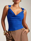 Women's Cowl Neck Tank with Metal Ring Accents