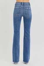 Blue jeans on a gray background