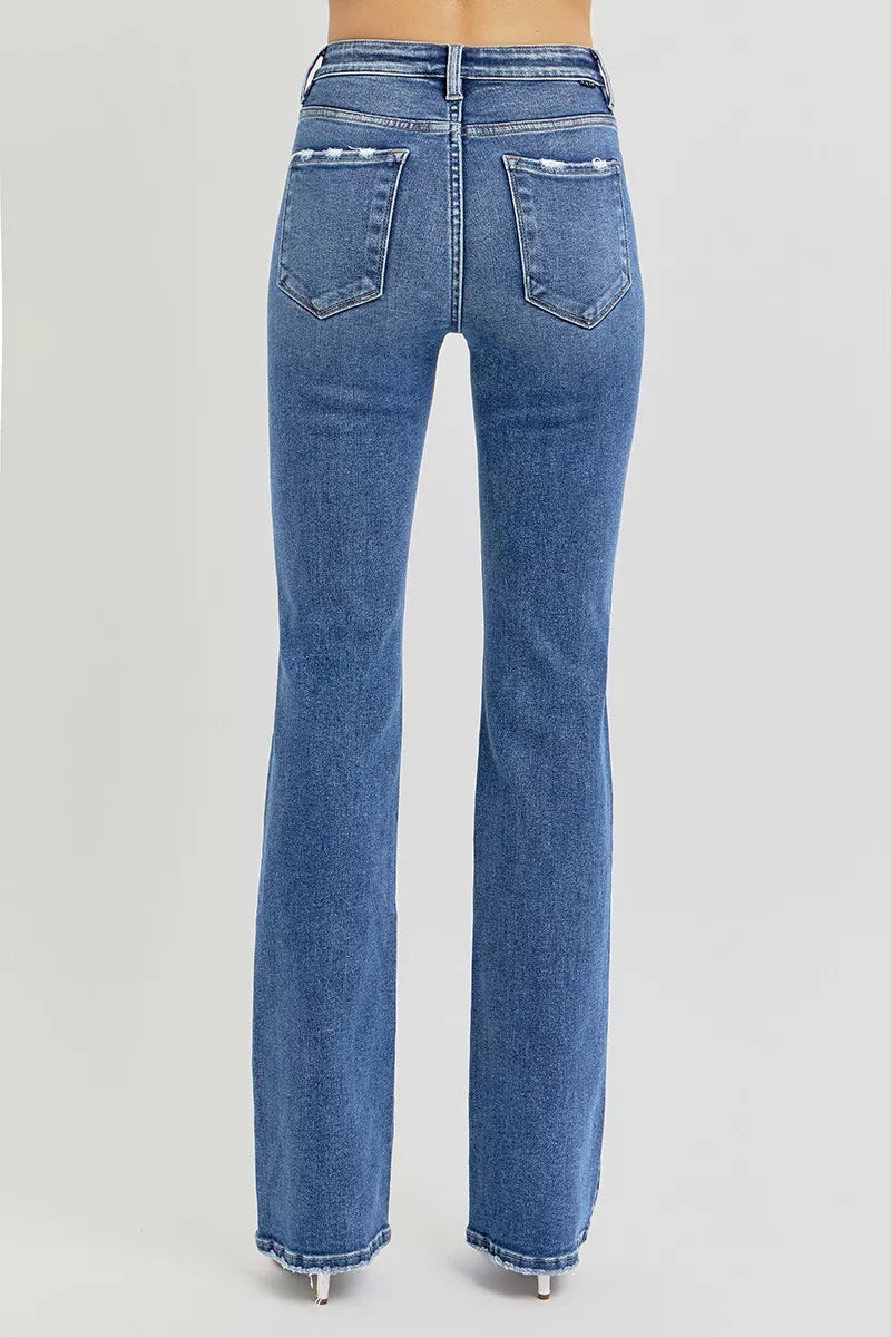 Blue jeans on a gray background