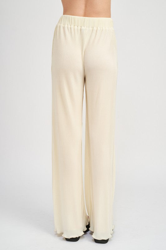 Back view of SCALLOP HEM HIGH WAISTED PANTS