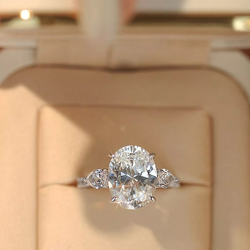 Diamond ring with a beige background