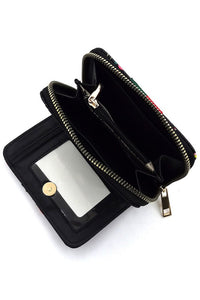Black wallet with a mirror on a white background