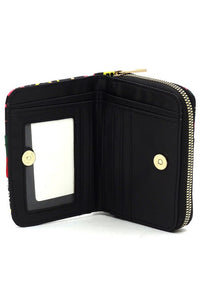 Black wallet with a mirror on a white background