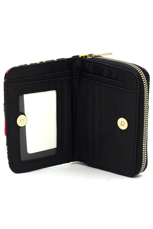 Black wallet with a mirror on a white background