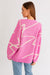 Pink Abstract Pattern Oversized Sweater Top