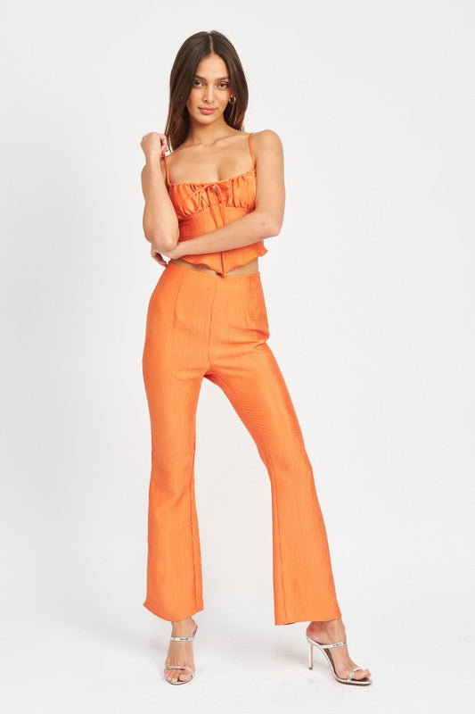 Full view of FLARE HIGH RISE PANTS