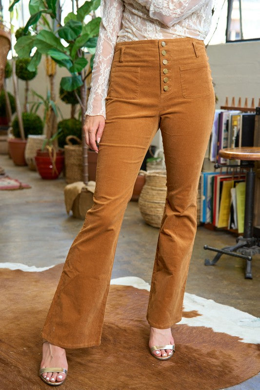 CORDUROY FLARE PANTS for trendy women