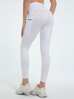 Back view of white High Waist Active Leggings 