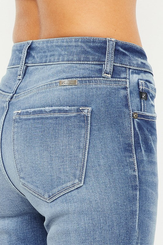 close up picture of the back of High Rise Bootcut Jeans