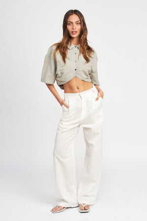 WIDE SLEEVE CROPPED SHIRT FOR WOMEN