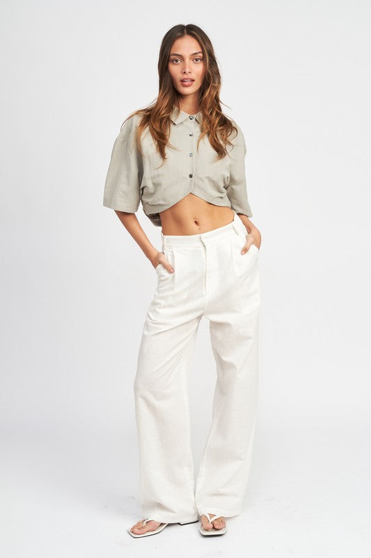 WIDE SLEEVE CROPPED SHIRT FOR WOMEN