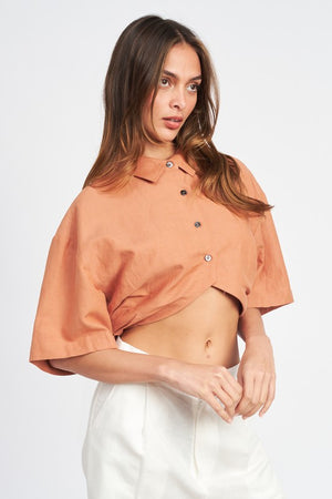 WIDE SLEEVE CROPPED SHIRT FOR WOMEN