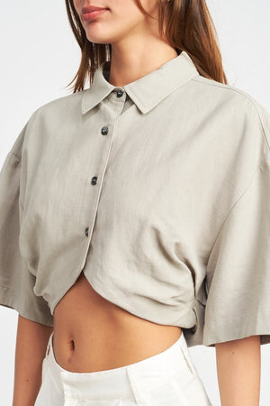 WIDE SLEEVE CROPPED SHIRT FOR WOMEN