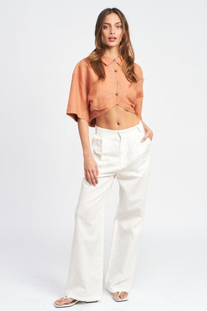 WIDE SLEEVE CROPPED SHIRT FOR WOMEN