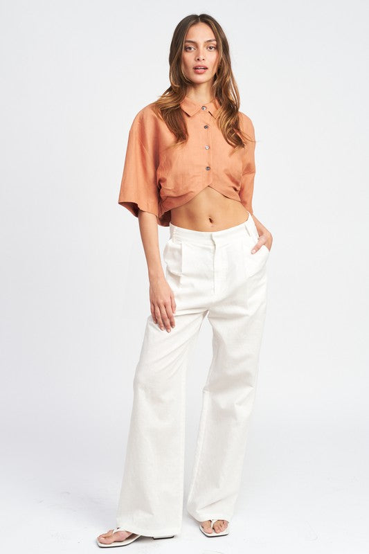 WIDE SLEEVE CROPPED SHIRT FOR WOMEN