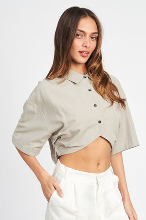 WIDE SLEEVE CROPPED SHIRT FOR WOMEN