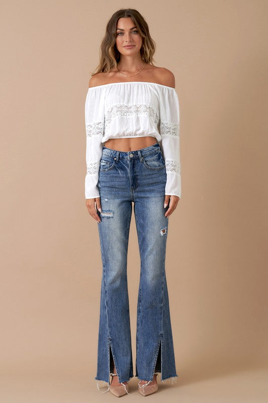 Sexy slit flare jeans