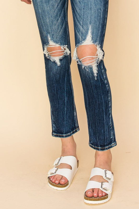 HIGH RISE STRETCH ANKLE CIGARETTE JEANS