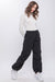 Side view of Loose Fit Parachute Cargo Pants-black