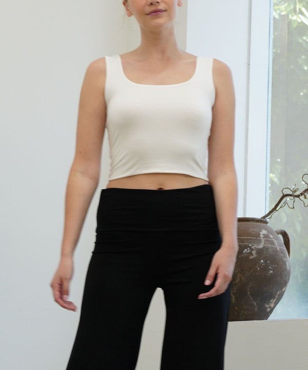 BAMBOO DOUBLE LAYER CROP TANK for ladies