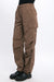 Side view of Loose Fit Parachute Cargo Pants-brown