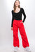 Full view of Loose Fit Parachute Cargo Pants-red