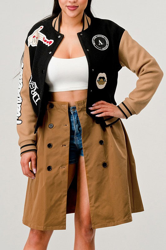 Athina Black Queen letterman Jacket