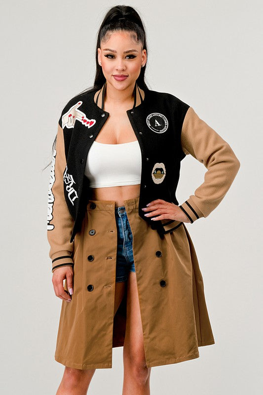 Compare price of Athina Black Queen letterman Jacket