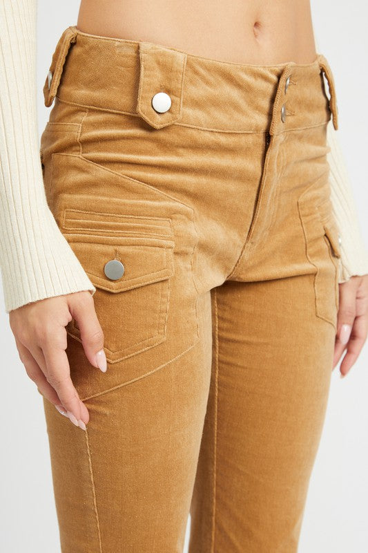 Top half view of LOW RISE PANTS WITH BELL BOTTOM