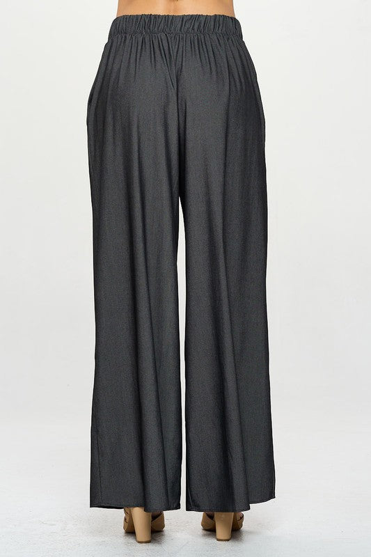 Tencel Straight Leg Pants with Side Pockets for plus size women