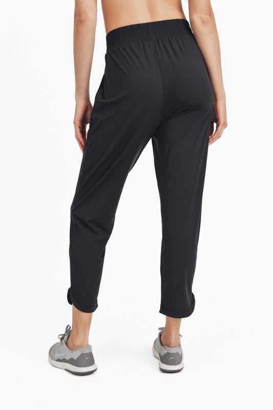 Back view of Athleisure Joggers with Curved Notch Hem