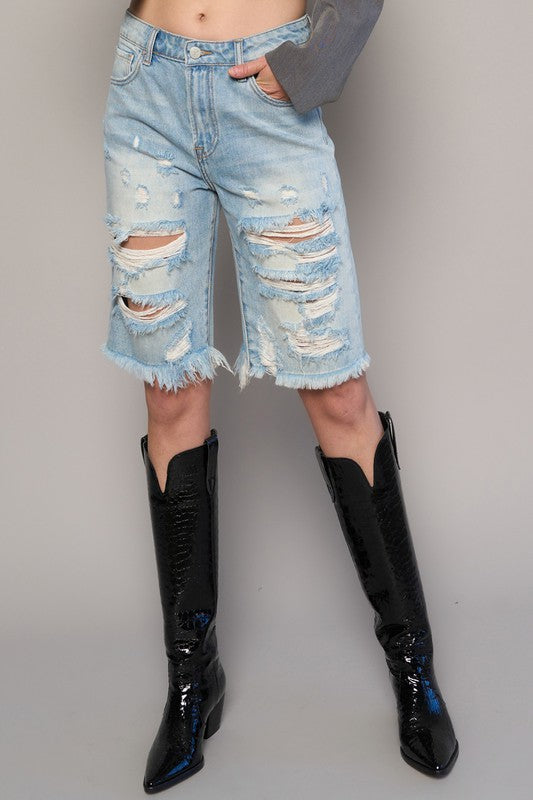 Front view of HIGH WAIST BERMUDA SHORTS