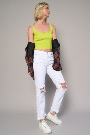 Shop HIGH RISE DESTROYED STRAIGHT CROP JEANS