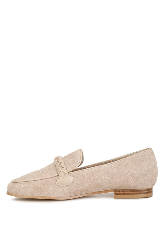 Echo Suede Leather Braided Detail Loafers