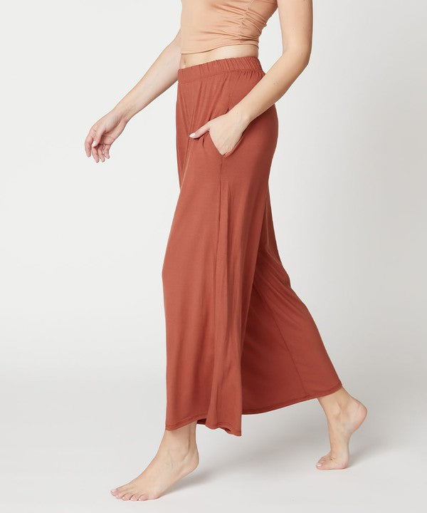 BAMBOO WIDE PANTS ANKLE LENGTH for women over 40