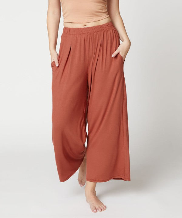 BAMBOO WIDE PANTS ANKLE LENGTH with pockets