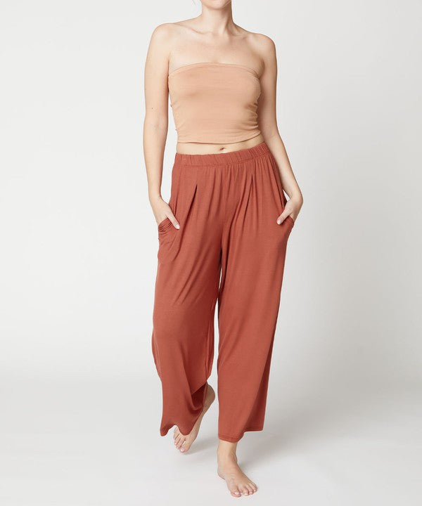 BAMBOO WIDE PANTS ANKLE LENGTH is an exclusive