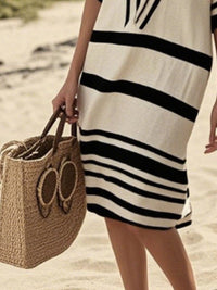 Close up of orange striped dress