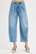 Light blue jeans on a white background