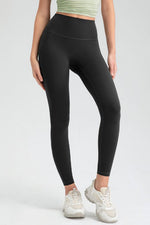 Black Women's Wide Waistband High Waist Sport Leggings