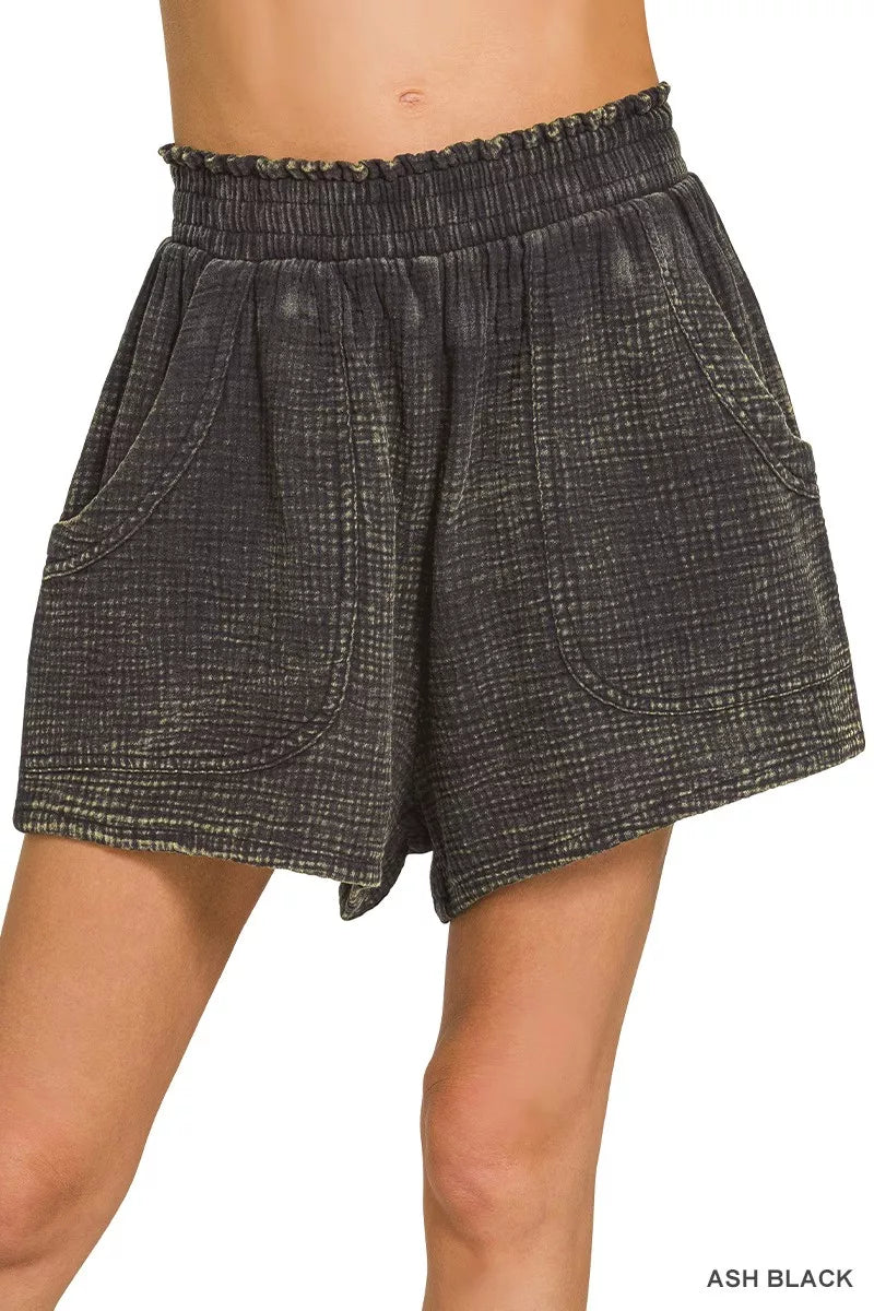 Ash black shorts on a white background