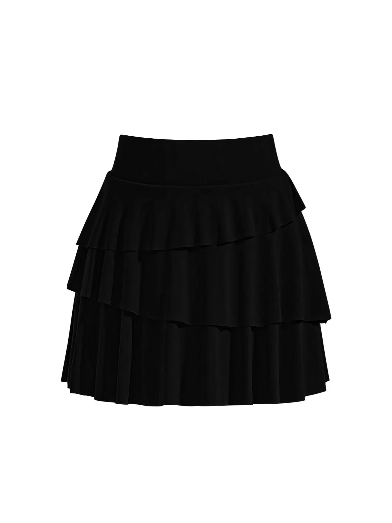 Black tiered skirt on a white background