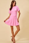 SO ME Wide Rib Short Sleeves Sweater Knit Mini Dress