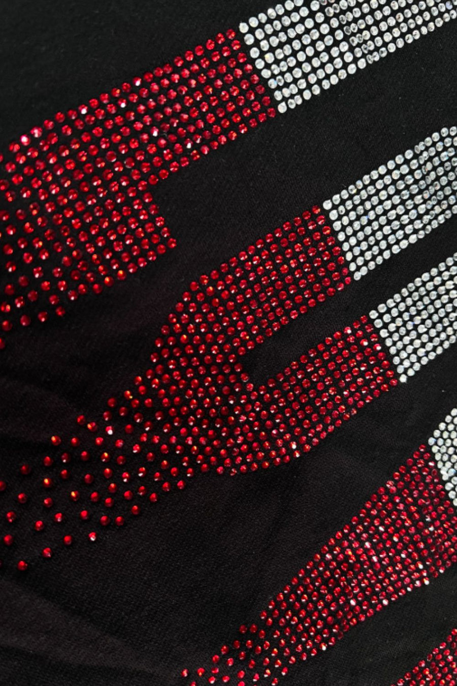 Close up view of Rhinestone LOVE Round Neck Long Sleeve Sweatshirt