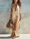 Full Size Printed Button Down Roll-Up Sleeve Shirt Maxi Dress Plus Size