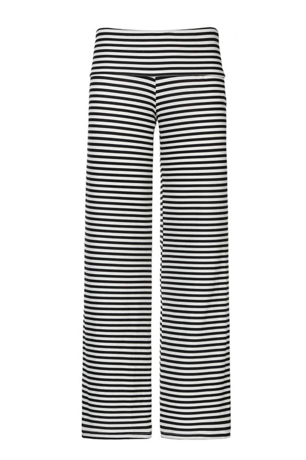 Full view of black Striped Wide Leg Pants