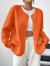 Full Size Textured Button-Up Fleece Outerwear Plus Size